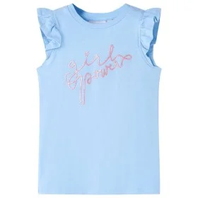 Camiseta infantil de manga volante azul claro 128 de , Camisetas para niños - Ref: Foro24-11327, Precio: 8,19 €, Descuento: %