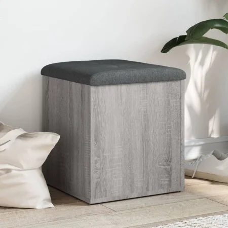 Banco con almacenaje madera ingeniería gris Sonoma 42x42x45 cm by , Benches for halls and storage - Ref: Foro24-835038, Price...