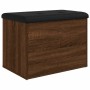 Banco con almacenaje madera ingeniería roble marrón 62x42x45 cm de , Bancos para recibidores y almacenamiento - Ref: Foro24-8...