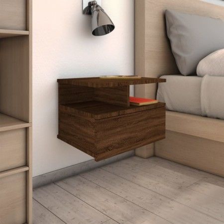 Mesita de noche flotante madera marrón roble 40x31x27 cm de vidaXL, Mesitas de noche - Ref: Foro24-815316, Precio: 42,11 €, D...