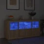 Aparador con luces LED roble Sonoma 142,5x37x67 cm de , Aparadores - Ref: Foro24-3209067, Precio: 178,68 €, Descuento: %