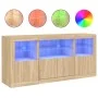 Aparador con luces LED roble Sonoma 142,5x37x67 cm de , Aparadores - Ref: Foro24-3209067, Precio: 178,68 €, Descuento: %
