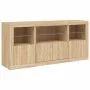 Aparador con luces LED roble Sonoma 142,5x37x67 cm de , Aparadores - Ref: Foro24-3209067, Precio: 178,68 €, Descuento: %