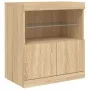Aparador con luces LED roble Sonoma 142,5x37x67 cm de , Aparadores - Ref: Foro24-3209067, Precio: 178,68 €, Descuento: %