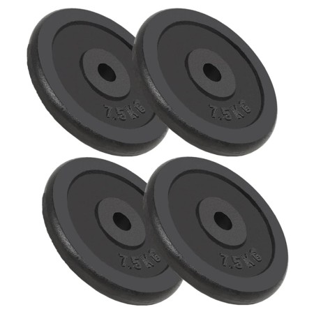 Discos de pesas de hierro fundido 4 uds 4x7,5 kg de vidaXL, Peso libre - Ref: Foro24-91393, Precio: 126,83 €, Descuento: %