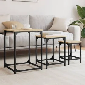 Mesas de centro apilables 3 pzas madera ingeniería roble Sonoma de , Mesas de centro - Ref: Foro24-838924, Precio: 49,04 €, D...
