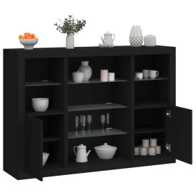 Aparadores con luces LED 3 piezas madera de ingeniería negro de , Aparadores - Ref: Foro24-3209129, Precio: 210,18 €, Descuen...