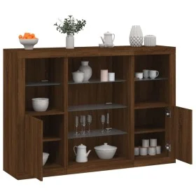 Aparador con luz LED 3 pzas madera de ingeniería marrón roble by , Sideboards - Ref: Foro24-3209134, Price: 201,91 €, Discoun...
