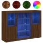 Aparador con luz LED 3 pzas madera de ingeniería marrón roble de , Aparadores - Ref: Foro24-3209134, Precio: 201,91 €, Descue...