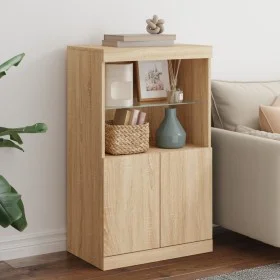 Aparador con luces LED roble Sonoma 60,5x37x100 cm by , Sideboards - Ref: Foro24-836667, Price: 74,44 €, Discount: %