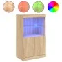 Aparador con luces LED roble Sonoma 60,5x37x100 cm de , Aparadores - Ref: Foro24-836667, Precio: 74,44 €, Descuento: %