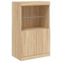 Aparador con luces LED roble Sonoma 60,5x37x100 cm de , Aparadores - Ref: Foro24-836667, Precio: 76,88 €, Descuento: %