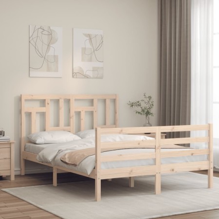 Estructura de cama con cabecero madera maciza 140x190 cm de , Camas y somieres - Ref: Foro24-3194941, Precio: 126,29 €, Descu...