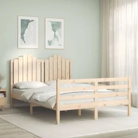 Estructura de cama con cabecero madera maciza 140x200 cm de , Camas y somieres - Ref: Foro24-3194181, Precio: 144,09 €, Descu...