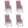 Sillas de jardín reclinables 4 uds madera maciza acacia cojines de , Sillas de jardín - Ref: Foro24-3065390, Precio: 323,97 €...