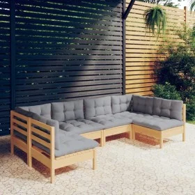 Juego de muebles de jardín 6 pzas y cojines madera maciza pino de , Conjuntos de jardín - Ref: Foro24-3097150, Precio: 448,78...