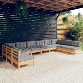 Juego de muebles de jardín 10 pzas y cojines madera maciza pino de , Conjuntos de jardín - Ref: Foro24-3097186, Precio: 784,0...