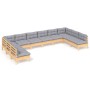 Juego de muebles de jardín 10 pzas y cojines madera maciza pino de , Conjuntos de jardín - Ref: Foro24-3097186, Precio: 748,8...