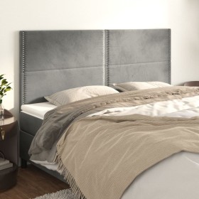 Cabeceros 4 unidades de terciopelo gris claro 80x5x78/88 cm de , Cabeceros y pies de cama - Ref: Foro24-3116246, Precio: 94,2...