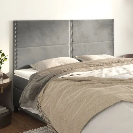 Headboards 4 units of light gray velvet 80x5x78/88 cm by , Headboards and footboards - Ref: Foro24-3116246, Price: 92,98 €, D...