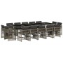 Set comedor de jardín con cojines 15 pzas ratán sintético gris en Conjuntos de jardín | Comprar online en Foru.es