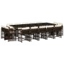 Set comedor de jardín y cojines 15 pzas ratán sintético marrón en Conjuntos de jardín | Comprar online en Foru.es