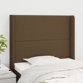 Cabecero con orejas de tela marrón oscuro 93x16x118/128 cm de , Cabeceros y pies de cama - Ref: Foro24-3119425, Precio: 59,77...