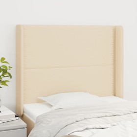 Cabecero con orejas de tela color crema 93x16x118/128 cm de , Cabeceros y pies de cama - Ref: Foro24-3119427, Precio: 71,74 €...