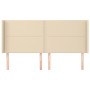 Cabecero con orejas de tela color crema 183x16x118/128 cm de , Cabeceros y pies de cama - Ref: Foro24-3119459, Precio: 122,63...
