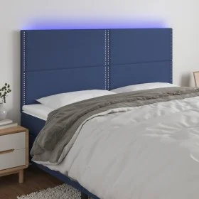 Kopfteil mit LED-Lichtern aus blauem Stoff, 200 x 5 x 118/128 cm von , Kopf- und Fußteile - Ref: Foro24-3122312, Preis: 99,39...