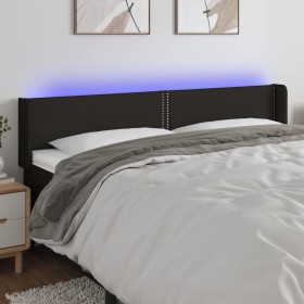 Cabecero con LED de tela negro 203x16x78/88 cm de , Cabeceros y pies de cama - Ref: Foro24-3123120, Precio: 64,69 €, Descuent...