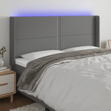 Dark gray fabric headboard with LED 163x16x118/128 cm by , Headboards and footboards - Ref: Foro24-3123915, Price: 113,62 €, ...