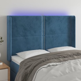Cabecero con LED de terciopelo azul oscuro 147x16x118/128 cm de , Cabeceros y pies de cama - Ref: Foro24-3123960, Precio: 119...