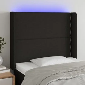 Black fabric headboard with LED 93x16x118/128 cm by , Headboards and footboards - Ref: Foro24-3123892, Price: 73,00 €, Discou...