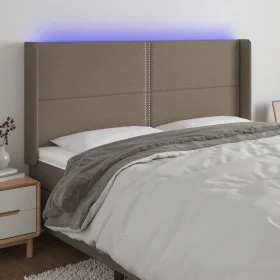 Kopfteil mit LED aus taupegrauem Stoff 203x16x118/128 cm von , Kopf- und Fußteile - Ref: Foro24-3123934, Preis: 110,24 €, Rab...