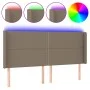 Taupe gray fabric headboard with LED 203x16x118/128 cm by , Headboards and footboards - Ref: Foro24-3123934, Price: 110,24 €,...