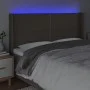 Taupe gray fabric headboard with LED 203x16x118/128 cm by , Headboards and footboards - Ref: Foro24-3123934, Price: 110,24 €,...