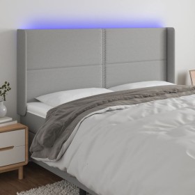 Cabecero con LED de tela gris claro 183x16x118/128 cm de , Cabeceros y pies de cama - Ref: Foro24-3123922, Precio: 108,89 €, ...