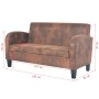 Sofá de 2 plazas con reposabrazos de ante sintético marrón de vidaXL, Sofás - Ref: Foro24-245585, Precio: 310,70 €, Descuento: %