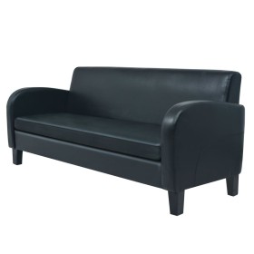 Sofá 3 plazas cuero artificial negro de vidaXL, Sofás - Ref: Foro24-245588, Precio: 402,19 €, Descuento: %