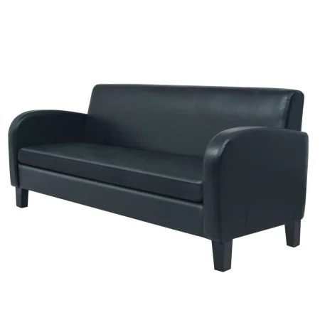 Sofá 3 plazas cuero artificial negro de vidaXL, Sofás - Ref: Foro24-245588, Precio: 397,21 €, Descuento: %