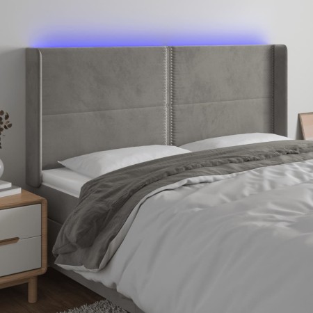 Cabecero con LED de terciopelo gris claro 163x16x118/128 cm de , Cabeceros y pies de cama - Ref: Foro24-3123962, Precio: 114,...