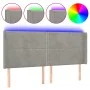 Light gray velvet headboard with LED 163x16x118/128 cm by , Headboards and footboards - Ref: Foro24-3123962, Price: 113,20 €,...
