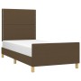 Estructura de cama con cabecero de tela marrón oscuro 90x200 cm de , Camas y somieres - Ref: Foro24-3124947, Precio: 128,25 €...