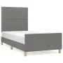 Bed frame with headboard in dark gray fabric 90x200 cm by , Beds and slatted bases - Ref: Foro24-3124945, Price: 126,12 €, Di...