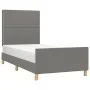 Bed frame with headboard in dark gray fabric 90x200 cm by , Beds and slatted bases - Ref: Foro24-3124945, Price: 126,12 €, Di...