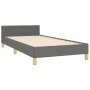 Bed frame with headboard in dark gray fabric 90x200 cm by , Beds and slatted bases - Ref: Foro24-3124945, Price: 126,12 €, Di...