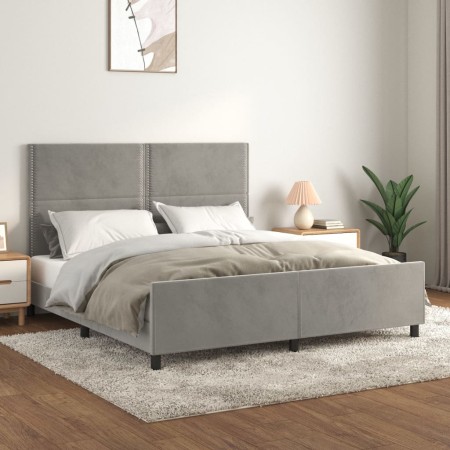 Estructura de cama con cabecero terciopelo gris claro 160x200cm de , Camas y somieres - Ref: Foro24-3125702, Precio: 202,59 €...