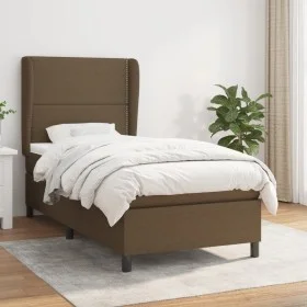 Cama box spring con colchón tela marrón oscuro 90x190 cm de , Camas y somieres - Ref: Foro24-3127848, Precio: 323,28 €, Descu...