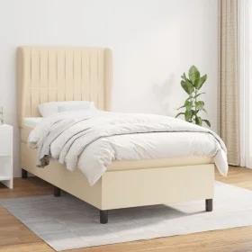 Cama box spring con colchón tela color crema 80x200 cm de , Camas y somieres - Ref: Foro24-3128082, Precio: 328,22 €, Descuen...